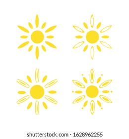 Sun icon set, different icons for summer logo. Vector illustration.