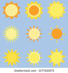 Sun icon set flat design illustration