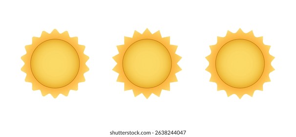 Sun icon set in flat style. Sunburst gradient sign symbol