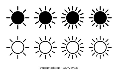Illustration mit Sun-Icon. Helligkeitszeichen und Symbol.