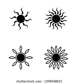 Sun icon set isolated on white background. Vector illustration.