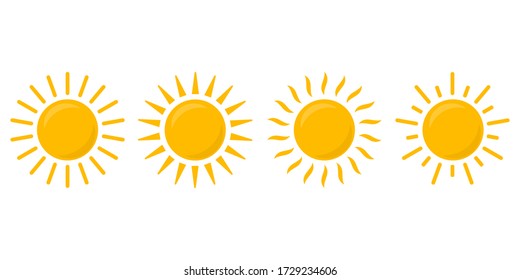 Sun icon set isolated on white background. Vector illustration