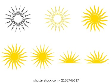sun icon set isolated on white background