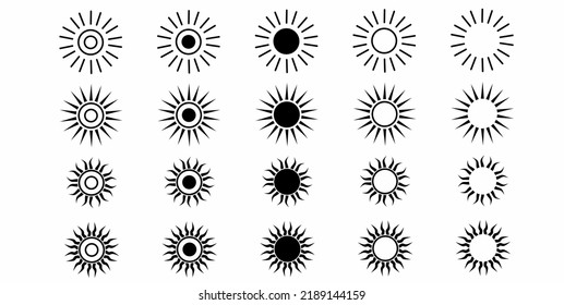 conjunto de iconos de sol aislado en fondo blanco