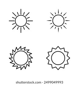 Sun icon set isolated on white background