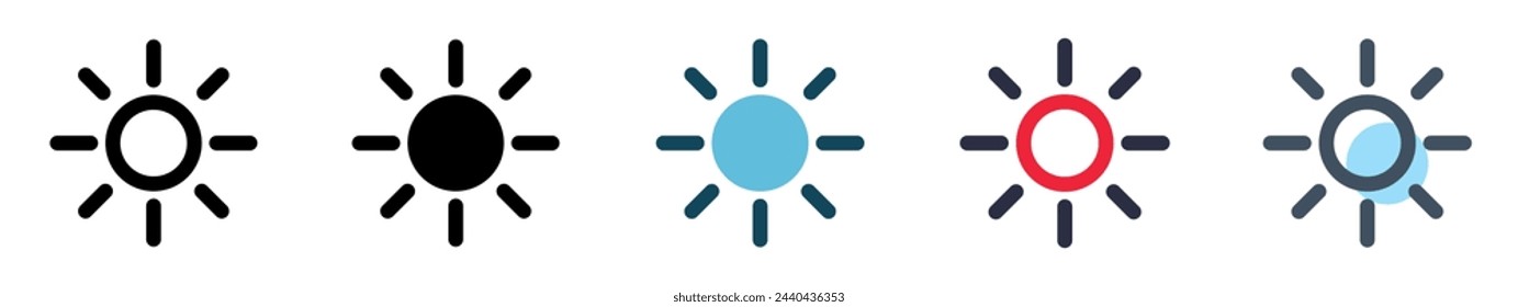 sun icon set. lighting icon set. consists of several styles.