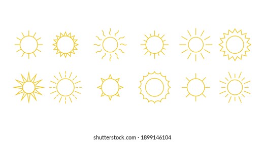 Sun icon set line style