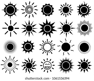 sun icon set on white background