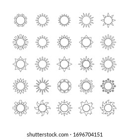 Sun icon set outline over white nature