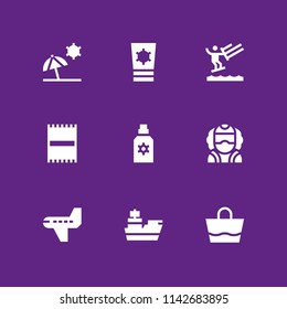 sun icon set. sun protection, beach towel and australian vector icon for graphic design and web