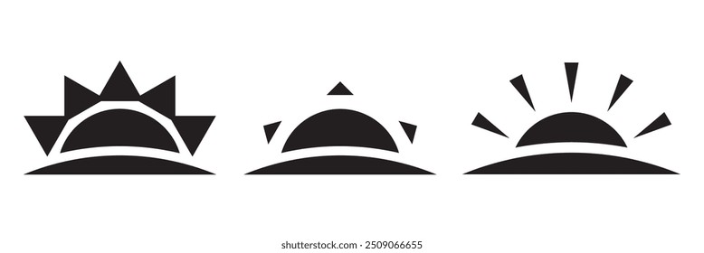 Sun icon set. Sun shine sunny ray. Hand drawn Sun icon. 