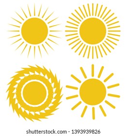 Sun icon set. Sun silhouette. Vector illustration EPS10.