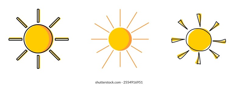 Sun Icon set. Simple Drawing, Vector icon in flat style With Sun Image