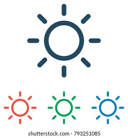 Sun Icon Set - Simple Flat Design Isolated On White Background, Vector