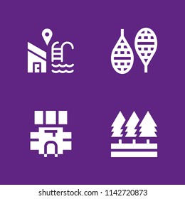 sun icon set. snowshoes, backpack and swimming pool vector icon for graphic design and web