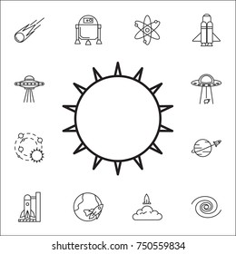 Sun icon. Set of space icons. Signs, outline symbols collection, simple thin line icons for websites, web design, mobile app, info graphics on white background