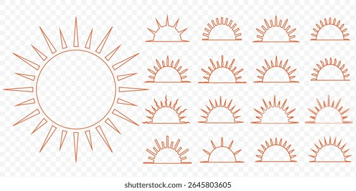 Sun icon set. Summer Design and Positive Vector Illustrations.