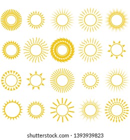 Sun icon set. For summer, nature, sky, summer. 
