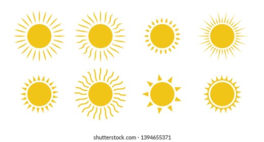 Sun icon set. For summer, nature, sky, summer. Shine