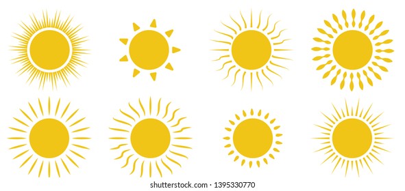Sun icon set. For summer, nature, sky, summer. 