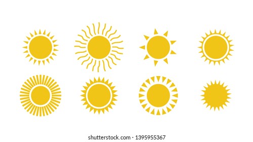 Sun icon set. For summer, nature, sky, summer. Sun silhouette.