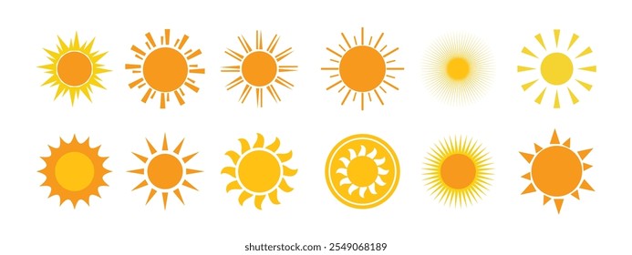 sun icon set. Summer sunlight icon. sun for web icons. solar isolated icon. sunshine sun icon vector illustration icons.