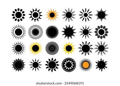 sun icon set. Summer sunlight icon. sun for web icons. solar isolated icon. sunshine sun icon vector illustration icons.