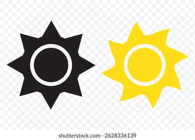 sun icon set. Summer sunlight icon. sun for web icons. solar isolated icon. sunshine sun icon vector illustration icons on Transparent Background. EPS 10.