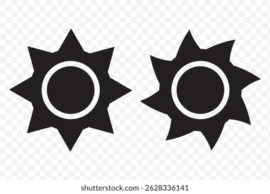 sun icon set. Summer sunlight icon. sun for web icons. solar isolated icon. sunshine sun icon vector illustration icons on Transparent Background. EPS 10.