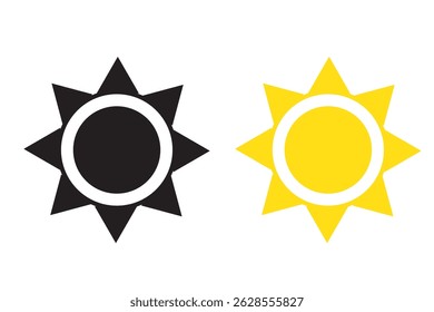 sun icon set. Summer sunlight icon. sun for web icons. solar isolated icon. sunshine sun icon. Eps 10