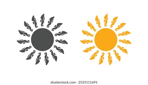 Sun Icon Set para verano, sol y Clima cálido, logotipo del sol, logotipo del Vector solar editable, diseño del símbolo del sol