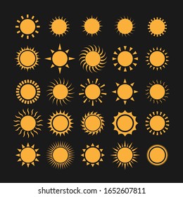 Sun icon set. Summer symbols for graphic and web design Vector