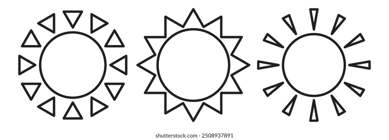Sun-Symbolsatz. Sommerwettersymbol. Vektorgrafik