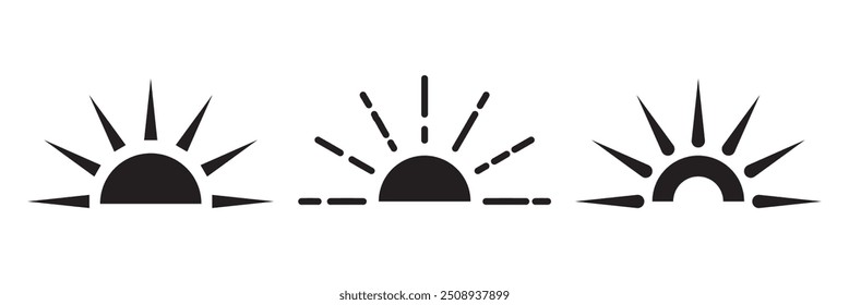 Conjunto de ícones da Sun. Símbolo de clima de verão. Ilustração vetorial