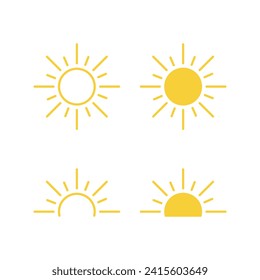  Conjunto de iconos de Sun. Vector de icono de salida o puesta de sol.