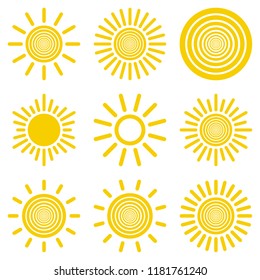 Sun icon set. Suns icon collection