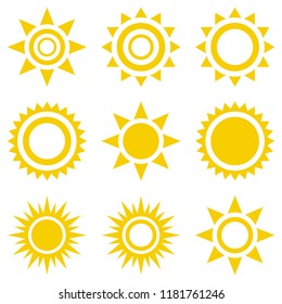 Sun icon set. Suns icon collection