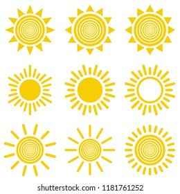 Sun icon set. Suns icon collection