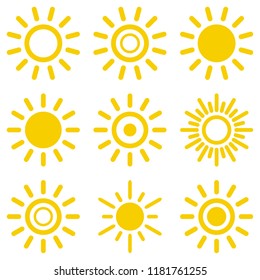Sun icon set. Suns icon collection