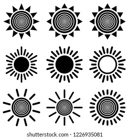 	
Sun icon set. Suns icon collection