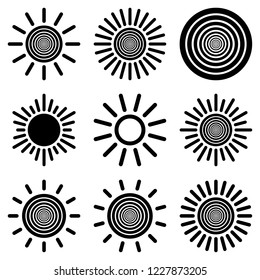 	
Sun icon set. Suns icon collection