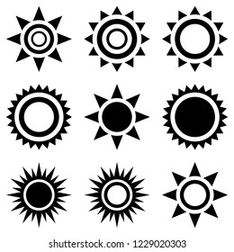 	
Sun icon set. Suns icon collection