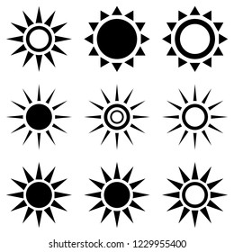 	
Sun icon set. Suns icon collection