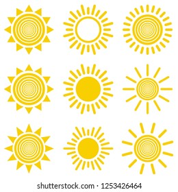 Sun icon set. Suns icon collection