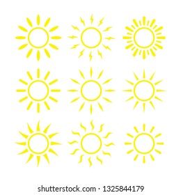 Sun icon set symbol vector. on white background