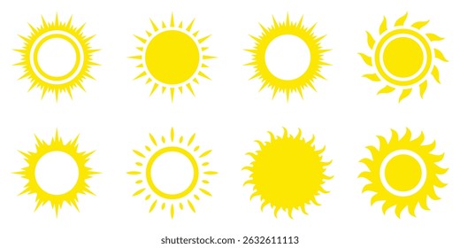 Sun icon set, Sun symbol vector, Sun icon vector illustration