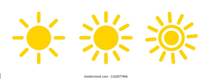 Sun icon. Set of three icons.