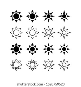 Sun icon set. Universal set of sun for website design and development, app development - Illustration