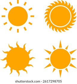 sun icon set with various kinds of variations
