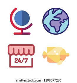 sun icon set. vector set about open, beach, planet earth and earth globe icons set.